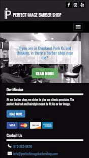 Perfect Image Barber Shop mobile site after the redesign