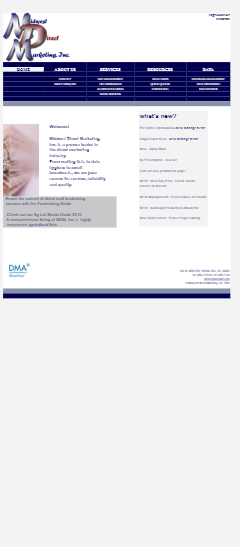 Midwest Direct Marketing mobile site before the redesign