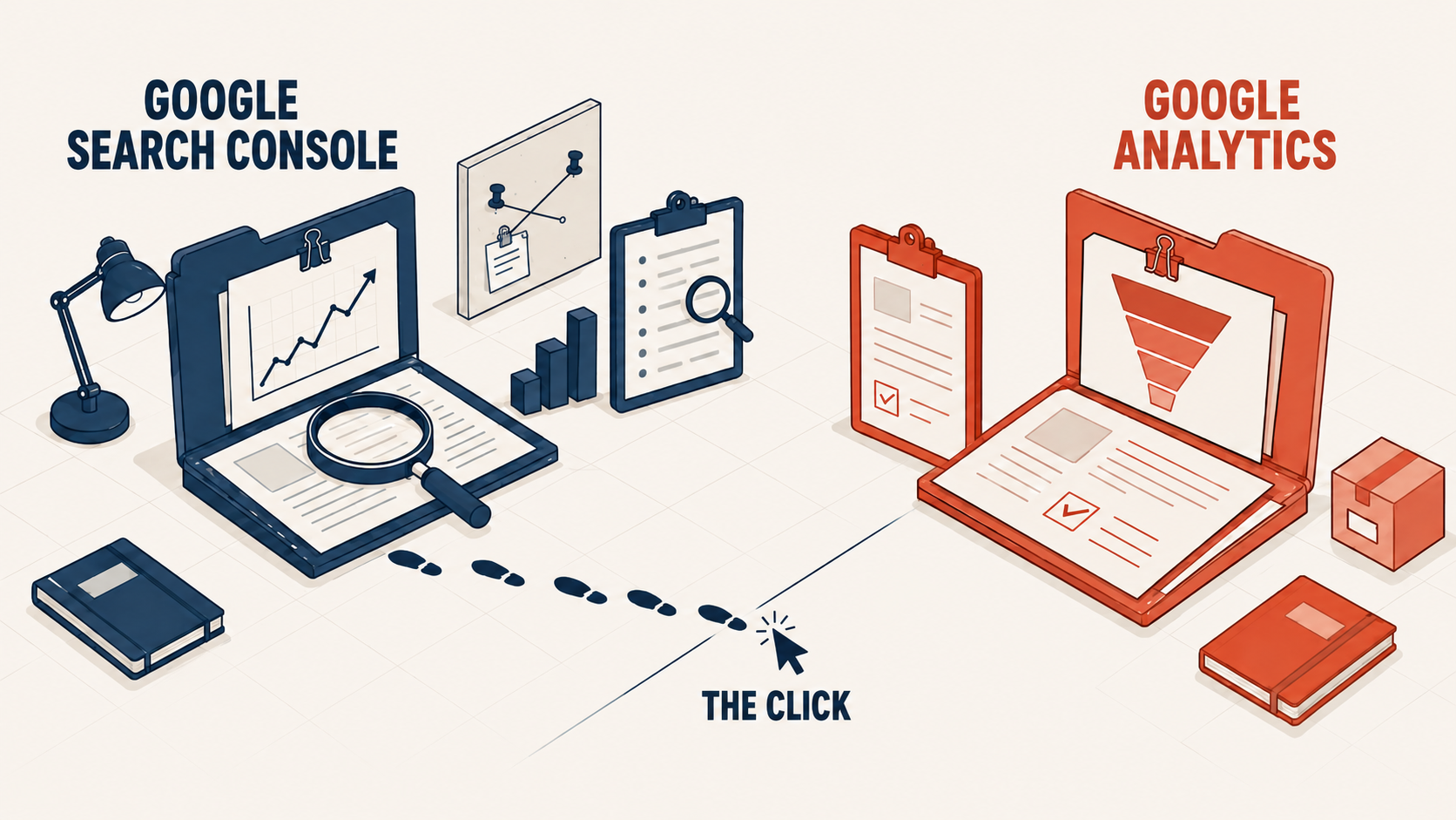 Google Analytics and Google Search Console shown side by side
