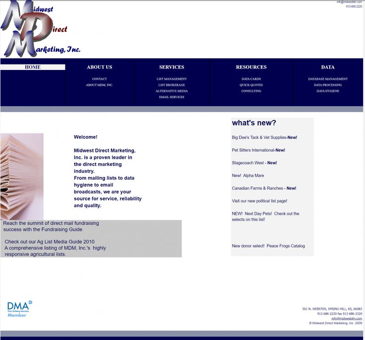 Midwest Direct Marketing desktop site before the redesign